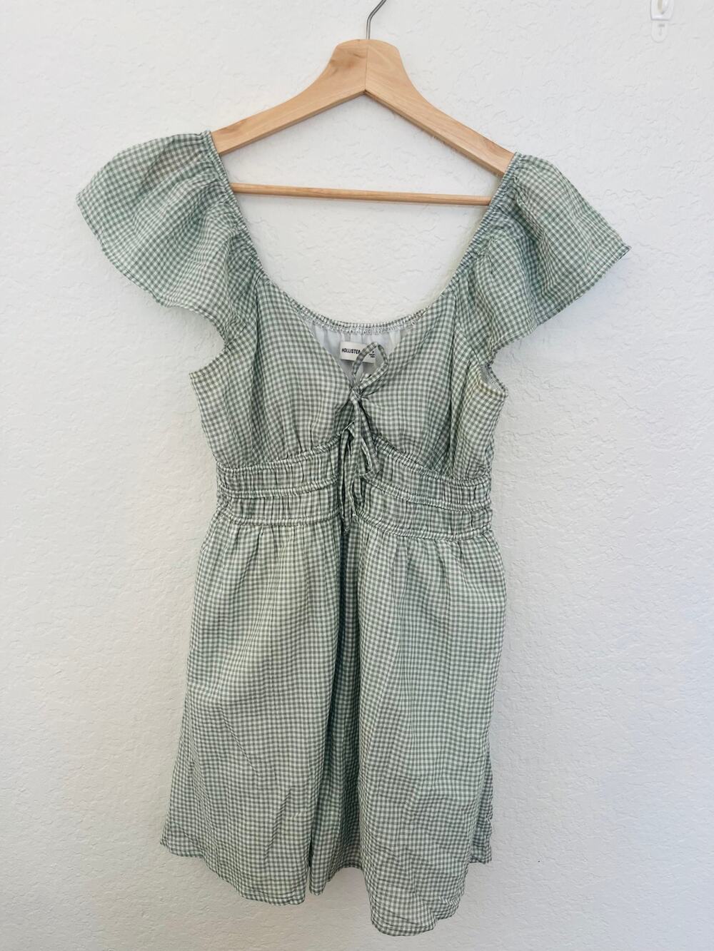 Hollister Green Gingham Dress Romper Built In Shorts Women’s M